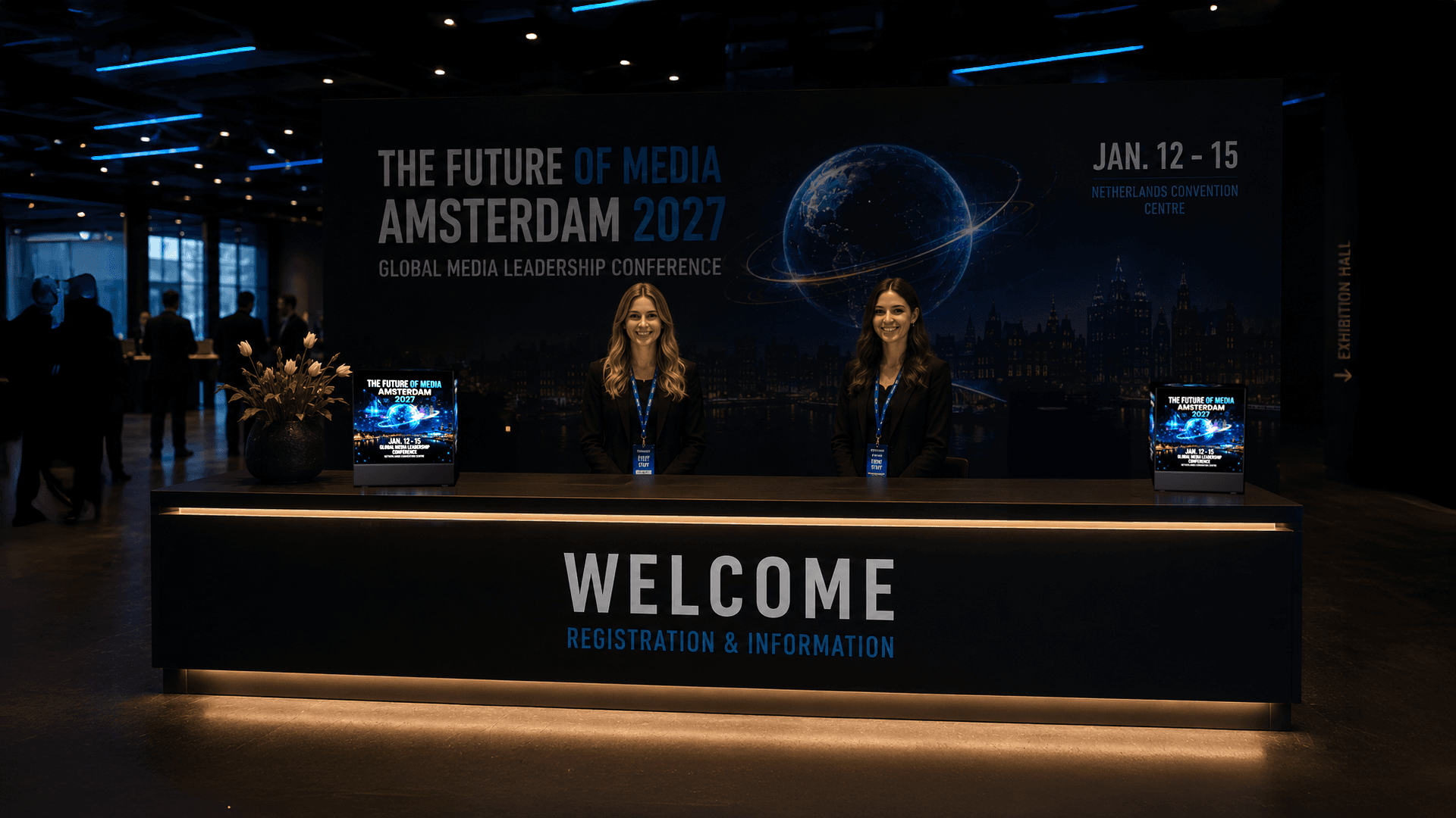 Big Cubes branding a conference registration desk
